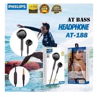 Handsfree Headset Earphone Philips AT-188 Plus Mic  Stereo Suara Bagus