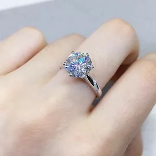 Cincin Berlian Platinum Wanita Kristal Zirkon Fashion Kawin Emas Putih Perak Rings