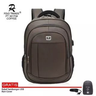 Tas Ransel Laptop Kerja Kantor 100% Original Polo Tas Punggung Pria USB Kuliah Multifungsi Import