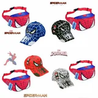 Topi spiderman / paket hemat 2in1 tas & topi anak
