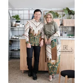 REVANY BATIK - Set Couple Kebaya Batik Mika Hijau Botol