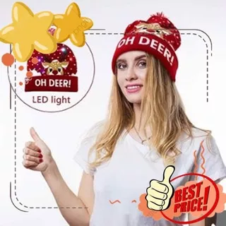 (READY) Topi Natal Anak Dewasa LED Lampu Bahan Rajut Tebal Import Kupluk Natal Christmas Anak Dewasa Hat Xmas Chrismast Karakter Aksesories Topi Natal Anak Bayi LED Topi Rajut Musim Dingin Motif Pohon Natal Dengan Lampu Led Warna-Warni Untuk Unisex