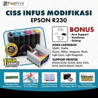 Fast Print CISS Infus Modifikasi Epson R230, R230X, R210, R310, R350, RX510, RX650 Plus Tinta