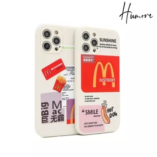 Case HP iphone Soft Case MCD Mcdonalds French Fries & Hot Dog Edge Square Full Lens Cover Casing iPhone 7 8 SE 7+ 8+ X XR XS 11 12 13 MINI PRO MAX