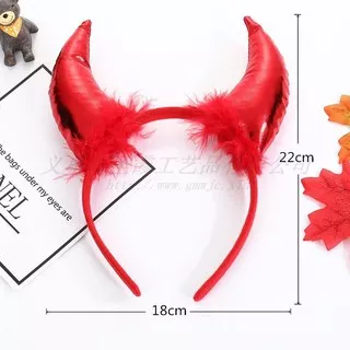 HBDV bando devil iblis devilman tanduk bulu headband halloween cosplay