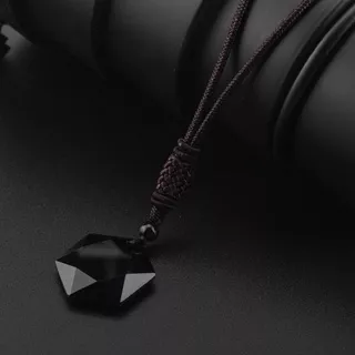 New Hot Sale Obsidian Pendant Spirit Pendulum Energy Stone Obsidian Six Pointed Star Necklace Men And Women Sweater Chain Jewelry