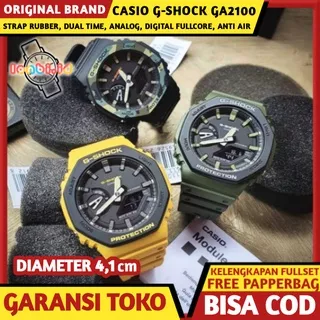 JAM TANGAN CASIO G SHOCK GA 2100 ORIGINAL ORI PRIA WANITA CEWEK COWOK ANTI AIR DUAL TIME SPORT COD