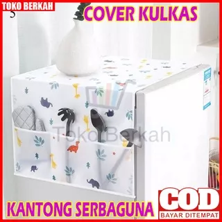 Taplak Penutup Atas Kulkas 1 2 Pintu Lemari Es Bahan Plastik Tebal Cover Kantong Organizer Alas Tempat Penyimpanan Lap Tisu Tissue Bumbu Dapur Alat Masak