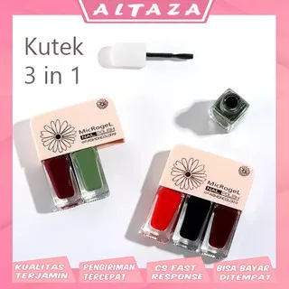ALTAZA COD Kutek Nail Microgel Non Peel Off Korea 3 in 1 / Cat Kuku Set 3 Warna Tahan Lama KTK04