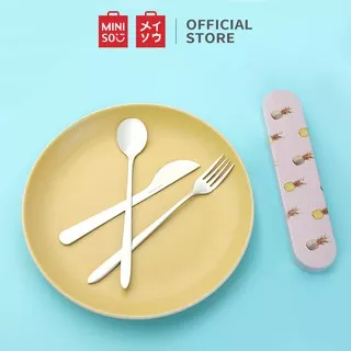 MINISO Set Alat Makan Sendok Garpu Pisau 3 Pcs Traveling Travel Peralatan Makan Seri Buah Tableware