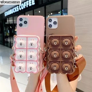 For Vivo Y91C Y1S Y90 Y91 Y95 Y93 Y70S Y73S Y52S Y31S S7E IQoo U1 U3 Casing Cute cartoon Relive Stress Pop it Fidget Toys Push It Bubble Soft Silicone Phone Case Coin Bags wallet With lanyard Decompression Cover