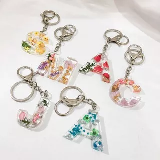 Gantungan Kunci Alphabet Keyring Flower | Gantungan Kunci Resin | Gantungan Tas