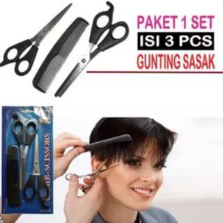 Set Gunting Potong Cukur Rambut / Peralatan Salon Hair Cutting Styling / Gunting Sasak 3in1 / Gunting Rambut - Gunting Sasak