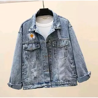 [NEW] SERA JACKET FLOWER JEANS Atasan Wanita Jaket Jeans Terbaru Fashion Remaja Wanita Kekinian Bahan Jeans Tebal OOTD Casual