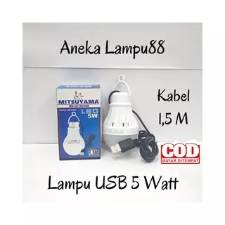 Bohlam LED Mitsuyama USB 5 Watt - 8 watt - 10 watt - 15 watt putih - Lampu bohlam USB 5 Watt led putih