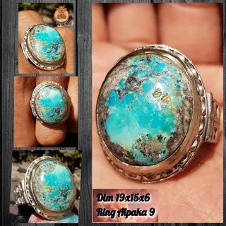 Cincin Batu Akik Natural Pirus Persia (Iran) Lawas Berkarakter Hu (COD) Milenial Ring Alpaka Nikel Super Top HQ Obral Murah Hot Item/Best Seller/Discon