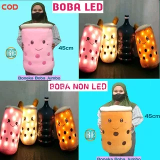 Boneka Boba Jumbo LED Bubble Milk Tea Pearl Brown Sugar 14 Nanas Strawberry Anggur Jeruk Bordir Murah 55cm