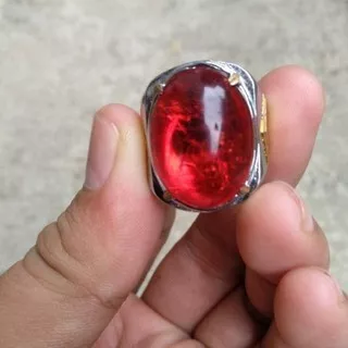 Cincin Batu Akik Pecah seribu Merah Siam (S)