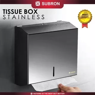 SUBRON Tissue Box Besar Kotak Stainless Tempat Tisu Dispenser Kunci Tembok Dinding