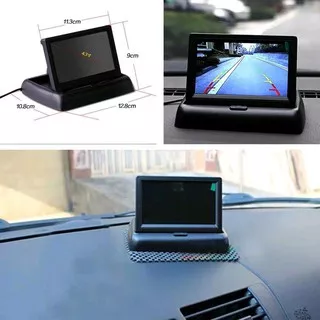 monitor lipat layar LCD TFT 4.3 inci tv camera mundur atrek atret kamera rear view mobil lipat