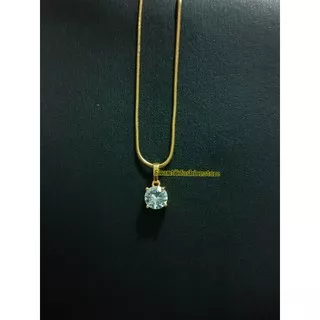 Kalung Titanium gold Wanita liontin permata bulat anti Karat tidak luntur kalung Wanita plus liontin