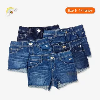 JUSTICE Celana Jeans Pendek Anak Celana Pendek Anak Celana Levis Pendek Anak Hotpants Anak usia 8-14Tahun Celana Gemes ABG