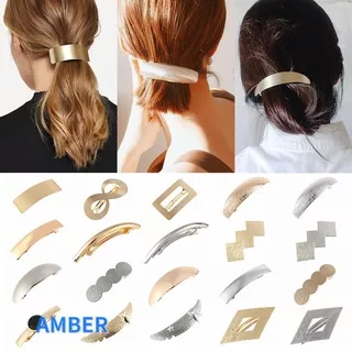 AMBER Women`s Fashion Horsetail Headwear Geometric Hair Barrette Metal Hair Clips Hairgrip Hair Accessories Korean Ponytail Holder Girls Hairpins