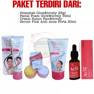 BB _ Paket Lengkap Fair & Lovely 4in1 - Facial Foam 50g + Cream Susun Day & Night Cream + Pelembab plus Serum Forte Anti Acne Original