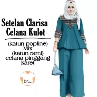 BB SETELAN CLARISA CELANA KULOT Setelan Baju Gamis Jumbo dan Celana Kulot Muslim Wanita Motif Batik