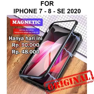 MAGNETIC case iPhone 7 - 8 - SE 2020 casing hp cover tempered glass aluminium metal