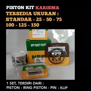 Piston Kit Karisma Ukuran standar 25 50 75 100 125 150 / seher ring pin klip os Kharisma / NPP