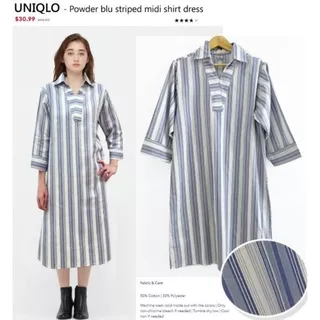 Unq  powder blue striped shirt dress