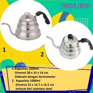 Teko leher angsa listrik tahan karat teko kopi stainless steel teko barista 1000ml