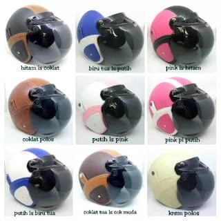 Helm Bogo Sni Dewasa Rebo Hitam Coklat Pink Biru Krem + Kaca Bobo Indo Original