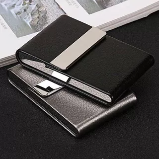 Kotak Rokok Keren Tempat Roko Material PU Leather Stainless Pas di Kantong Simple Cigarette Case