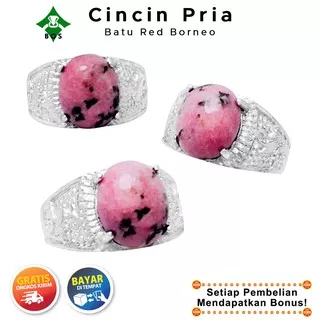 [Bayar Di Tempat] BOS Cincin Pria Batu Red Borneo Kalimantan Akik Mewah Keren Elegan Terbaru