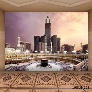 Wallpaper Custom Musholla - Motif Religi Mekkah - Wall Sticker Dinding - Wallbanner - Wallpaper Per Meter Persegi
