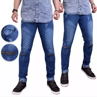 Skinny Jeans Bikers Pria Celana Jeans Sobek Ripped Jeans Pria Premium Celana 29-34