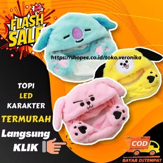 Bunny Hat Topi Bunny LED Karakter BTS Korea Cooky Chimmy Koya Aksesoris Fashion Topi Kupluk TV118