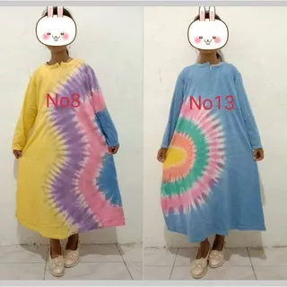 Dress Anak Tiedye t-shirt anak Pelangi Resleting Depan Gamis Lengan Panjang