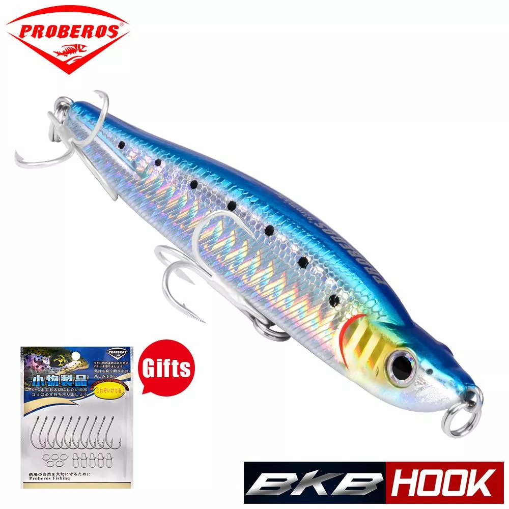 ?Free Gift?PROBEROS Sinking Pencil 10cm 17g with Double Treble Hook Fishing Lure Artificial Fish Bait Floating Jig Baits Lures for Casting Crap Fishing Accessories Umpan Pancing DW417