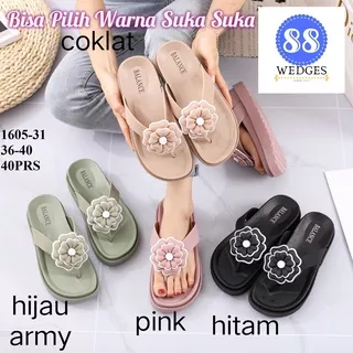 Sandal Wanita Terbaru Merk Balance 1605-31 / Sandal Jepit Jelly Wanita Bunga / Sandal Jepit Wedges Wanita Remaja Putri Hak Tebal / SendalJapit karet Import Korea kekinian