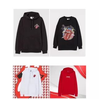 Hoodie Jaket Pria Wanita Crewneck Sweater Pria Wanita HnM H&M Rolling Stones Hitam / Rolling Stone Putih / Crewneck Rolling Stones Hitam / Soulsearcher Merah Full Tag