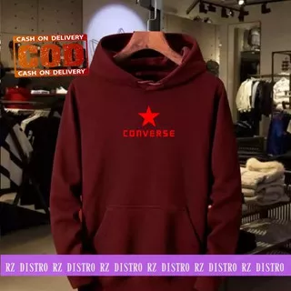 Hoodie Converse Star Text Merah Premium / Motif Kaos Distro /  Hoodie Keren / T-Shirt / Rz distro