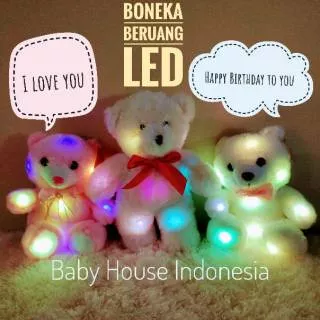 BONEKA BERUANG LED NYALA LAMPU GLOW SUARA I LOVE YOU HAPPY BIRTHDAY IMPORT BONEKA REKAM
