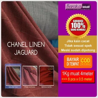 Kain Fabric Tekstil Textile Linen Chanel Jaguard Jaquard Jacquard Bahan Jilbab Hijab Kerudung Gamis Dress Islam Islami Syari Syar i Lembut Tebal 0.5 m Meter Meteran Baraka Tekstil