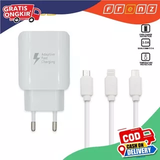 CHARGER FAST CHARGING 1 PORT 3.0A FRENZ XXX kabel Micro USB / Type C / Lighting