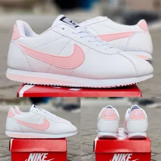 Laris Sepatu Nike cortez women putih pink olahraga joging sport lari senam zumba wanita murah import