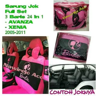 Sarung Jok Full Set 24 in 1 AVANZA/XENIA 2004-2011 Motif BARBIE Pink Kombinasi Hitam