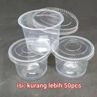 Cup puding gelas agar tutup plastik isi kurang lebih 50pc cup bening kecil 50ml 65ml 130ml
